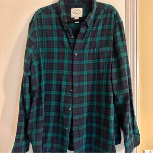 St. John’s Bay Blue Green Plaid flannel men’s XXL